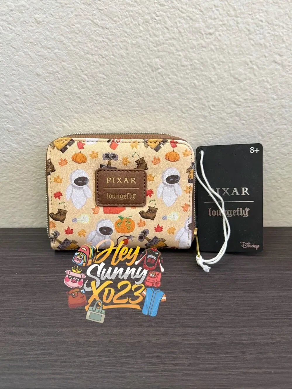 Loungefly Disney Pixar WALL-E & Eve Pumpkin Allover Print Zip Wallet